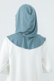 Full Coverage Cotton Bonnet Hijab with Visor, Ready to Wear Modest Visor Underscarf Bonnet with Neck Cover,B-88P Dark Mint