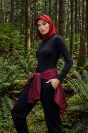 Full Coverage Cotton Bonnet Hijab with Visor, Ready to Wear Modest Visor Underscarf Bonnet with Neck Cover,B-88P Maroon