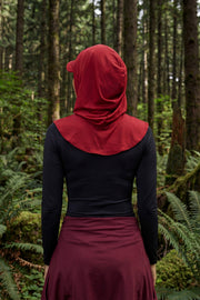 Full Coverage Cotton Bonnet Hijab with Visor, Ready to Wear Modest Visor Underscarf Bonnet with Neck Cover,B-88P Maroon