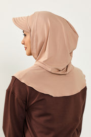 Full Coverage Cotton Bonnet Hijab with Visor, Ready to Wear Modest Visor Underscarf Bonnet with Neck Cover,B-88P Light Mink