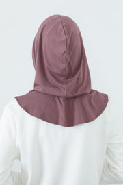 Full Coverage Cotton Bonnet Hijab with Visor, Ready to Wear Modest Visor Underscarf Bonnet with Neck Cover,B-88P Dusty Rose