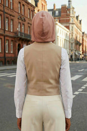 Full Coverage Cotton Bonnet Hijab with Visor, Ready to Wear Modest Visor Underscarf Bonnet with Neck Cover,B-88P Cappucino