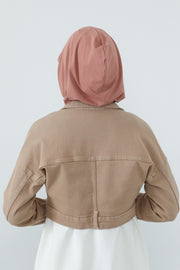 Full Coverage Cotton Bonnet Hijab with Visor, Ready to Wear Modest Visor Underscarf Bonnet with Neck Cover,B-88P Cappucino