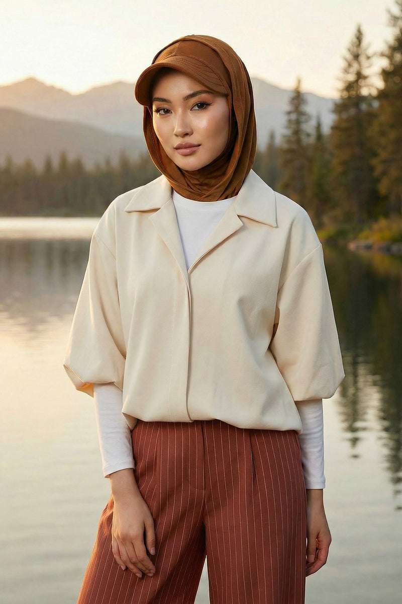 Full Coverage Cotton Bonnet Hijab with Visor, Ready to Wear Modest Visor Underscarf Bonnet with Neck Cover,B-88P Dark Mustard
