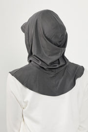 Full Coverage Cotton Bonnet Hijab with Visor, Ready to Wear Modest Visor Underscarf Bonnet with Neck Cover,B-88P Anthracite