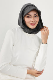 Full Coverage Cotton Bonnet Hijab with Visor, Ready to Wear Modest Visor Underscarf Bonnet with Neck Cover,B-88P Anthracite