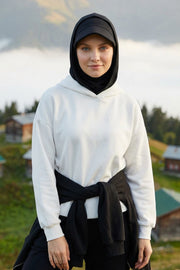 Full Coverage Cotton Bonnet Hijab with Visor, Ready to Wear Modest Visor Underscarf Bonnet with Neck Cover,B-88P Black