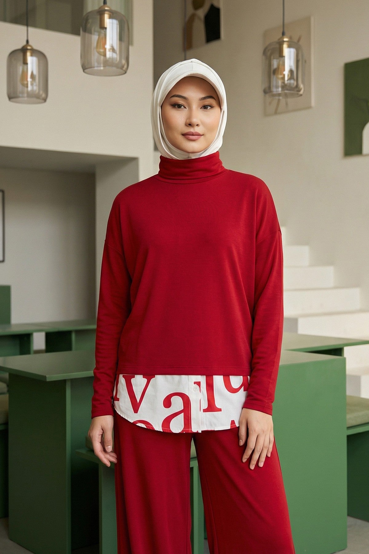 Full Coverage Cotton Bonnet Hijab with Visor, Ready to Wear Modest Visor Underscarf Bonnet with Neck Cover,B-88P Ivory