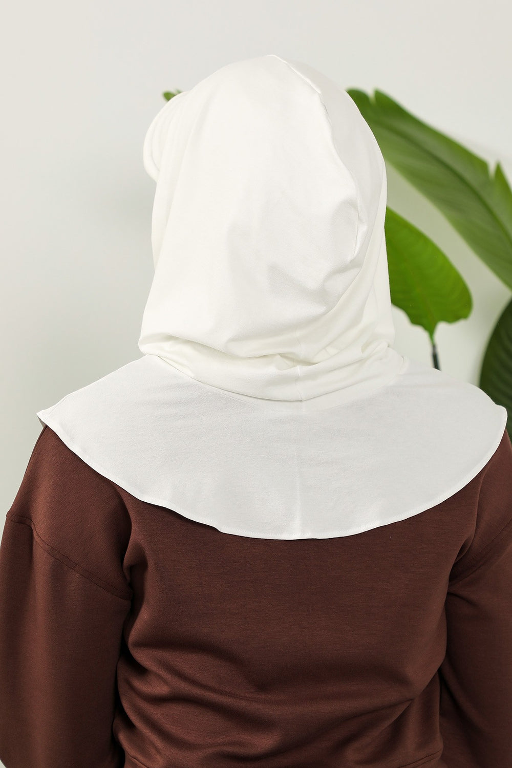 Full Coverage Cotton Bonnet Hijab with Visor, Ready to Wear Modest Visor Underscarf Bonnet with Neck Cover,B-88P Ivory