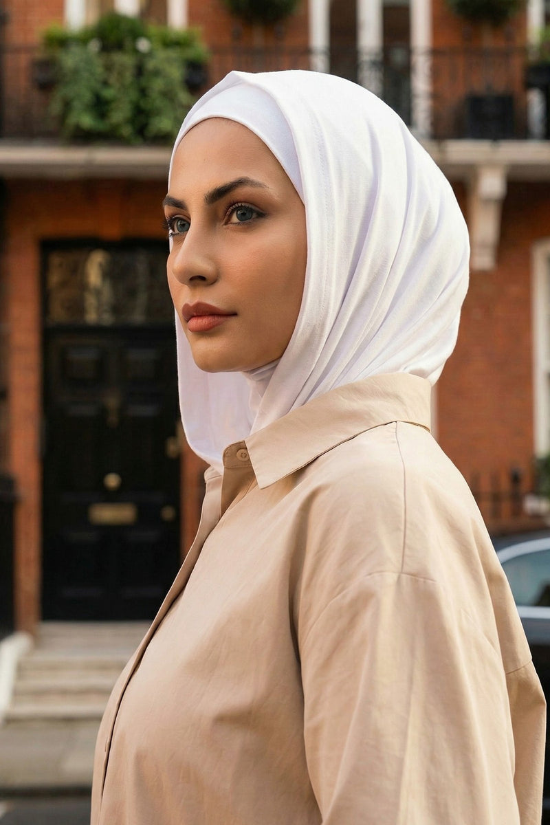 Full Coverage Instant Cotton Bonnet for Women, Ready-to-Wear Hijab Bonnet with Neck Coverage,B-89P