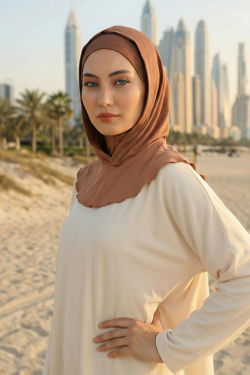 Full Coverage Instant Cotton Bonnet for Women, Ready-to-Wear Hijab Bonnet with Neck Coverage,B-89P