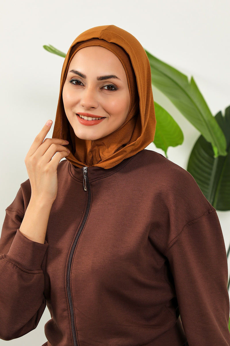 Full Coverage Instant Cotton Bonnet for Women, Ready-to-Wear Hijab Bonnet with Neck Coverage,B-89P