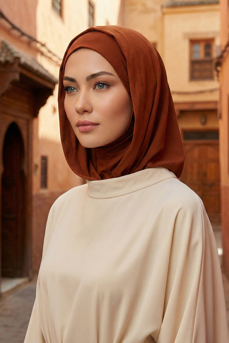 Full Coverage Instant Cotton Bonnet for Women, Ready-to-Wear Hijab Bonnet with Neck Coverage,B-89P