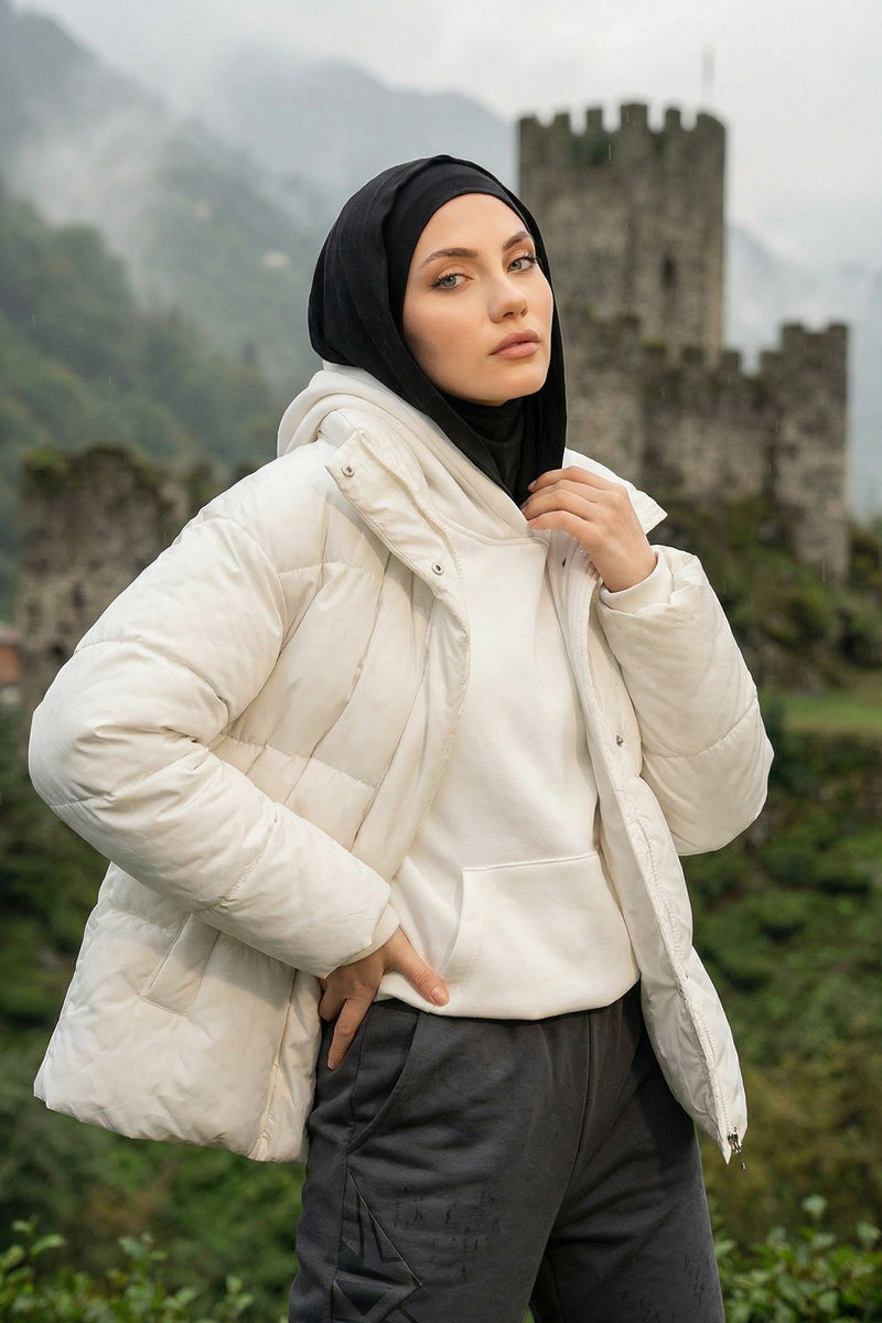 Full Coverage Instant Cotton Bonnet for Women, Ready-to-Wear Hijab Bonnet with Neck Coverage,B-89P