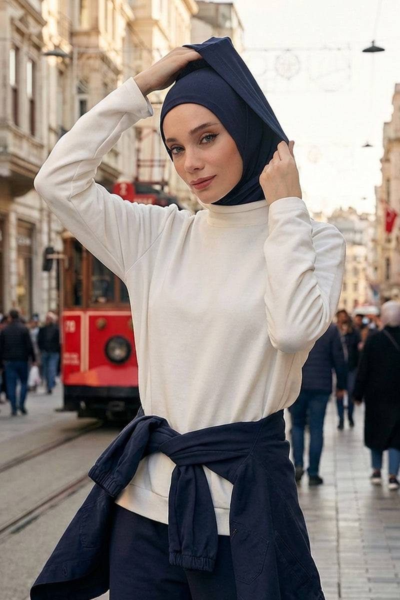 Full Coverage Instant Cotton Bonnet for Women, Ready-to-Wear Hijab Bonnet with Neck Coverage,B-89P