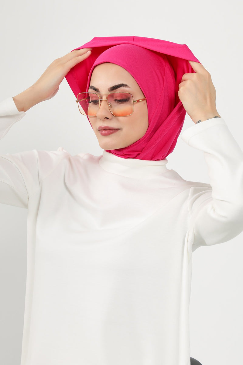 Full Coverage Instant Cotton Bonnet for Women, Ready-to-Wear Hijab Bonnet with Neck Coverage,B-89P