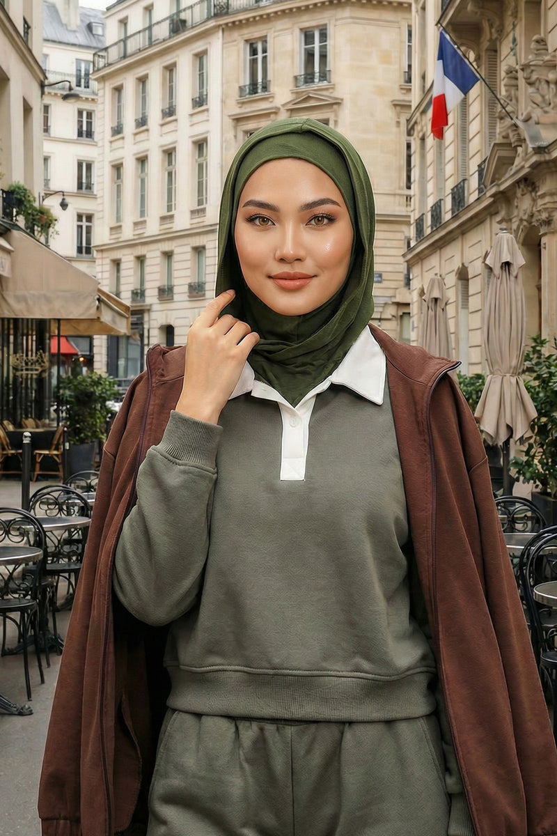 Full Coverage Instant Cotton Bonnet for Women, Ready-to-Wear Hijab Bonnet with Neck Coverage,B-89P