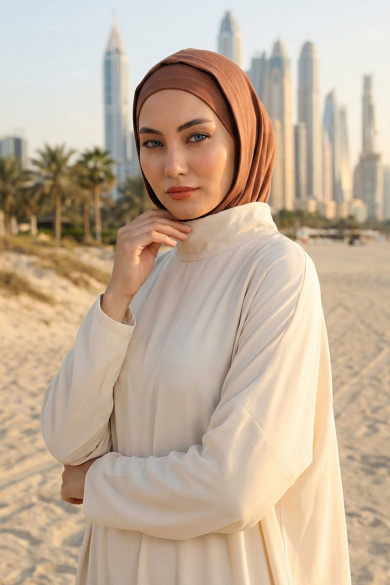 Full Coverage Instant Cotton Bonnet for Women, Ready-to-Wear Hijab Bonnet with Neck Coverage,B-89P