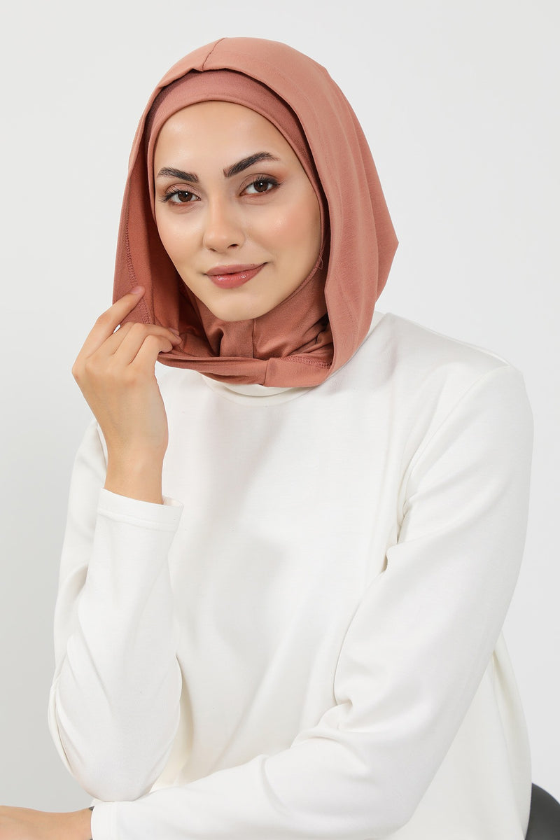 Full Coverage Instant Cotton Bonnet for Women, Ready-to-Wear Hijab Bonnet with Neck Coverage,B-89P