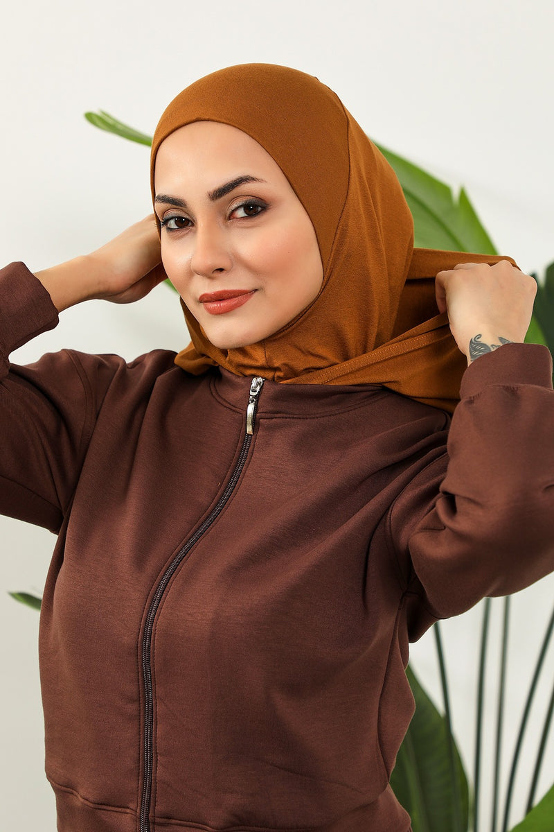 Full Coverage Instant Cotton Bonnet for Women, Ready-to-Wear Hijab Bonnet with Neck Coverage,B-89P