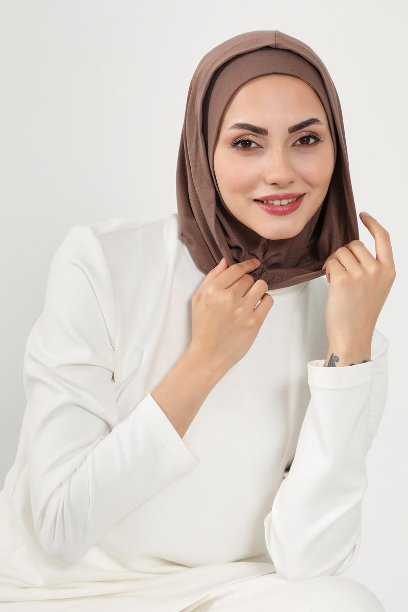 Full Coverage Instant Cotton Bonnet for Women, Ready-to-Wear Hijab Bonnet with Neck Coverage,B-89P