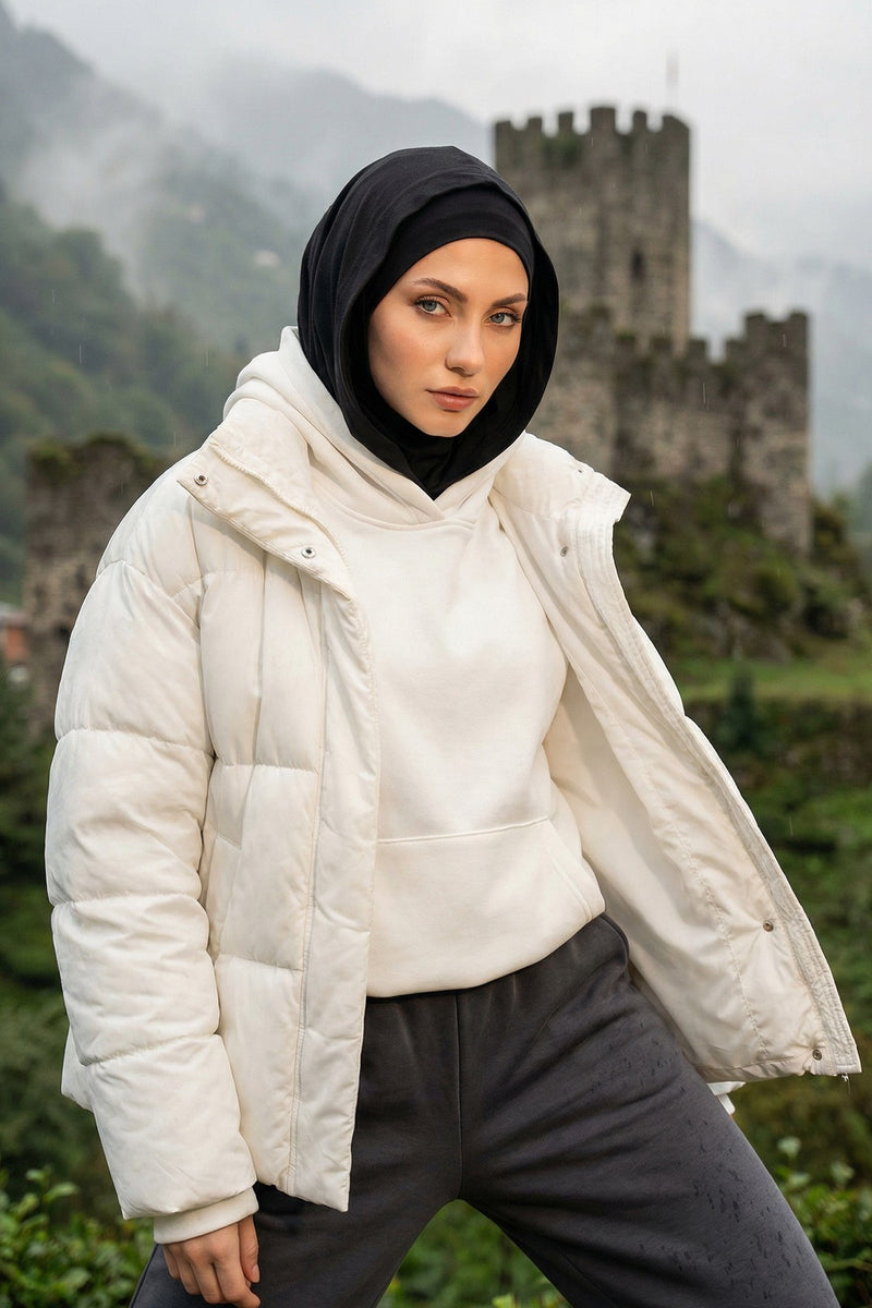 Full Coverage Instant Cotton Bonnet for Women, Ready-to-Wear Hijab Bonnet with Neck Coverage,B-89P