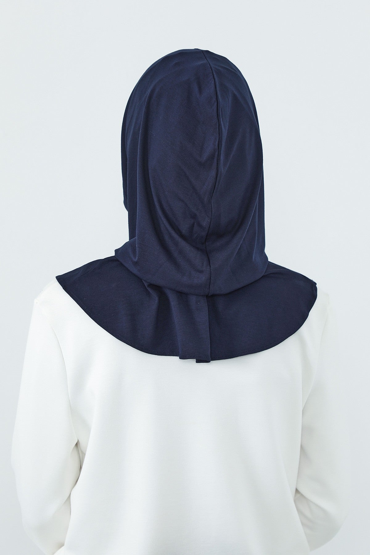 Full Coverage Instant Cotton Bonnet for Women, Ready-to-Wear Hijab Bonnet with Neck Coverage,B-89P Navy Blue