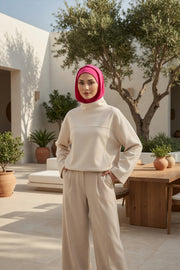 Full Coverage Instant Cotton Bonnet for Women, Ready-to-Wear Hijab Bonnet with Neck Coverage,B-89P Fuchsia