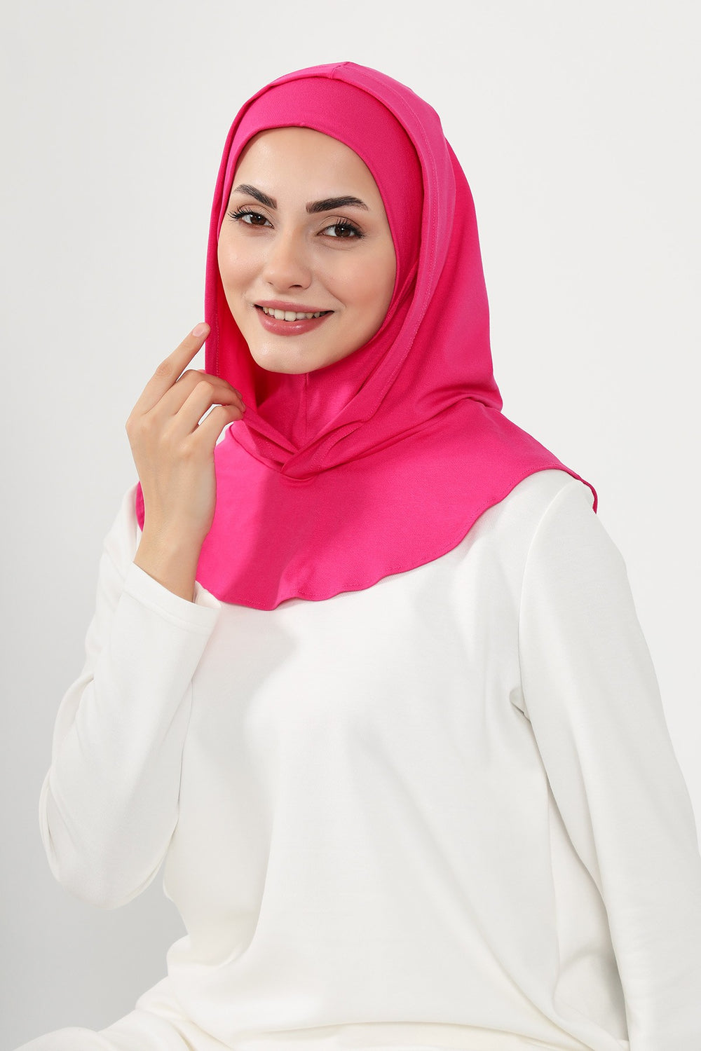 Full Coverage Instant Cotton Bonnet for Women, Ready-to-Wear Hijab Bonnet with Neck Coverage,B-89P Fuchsia