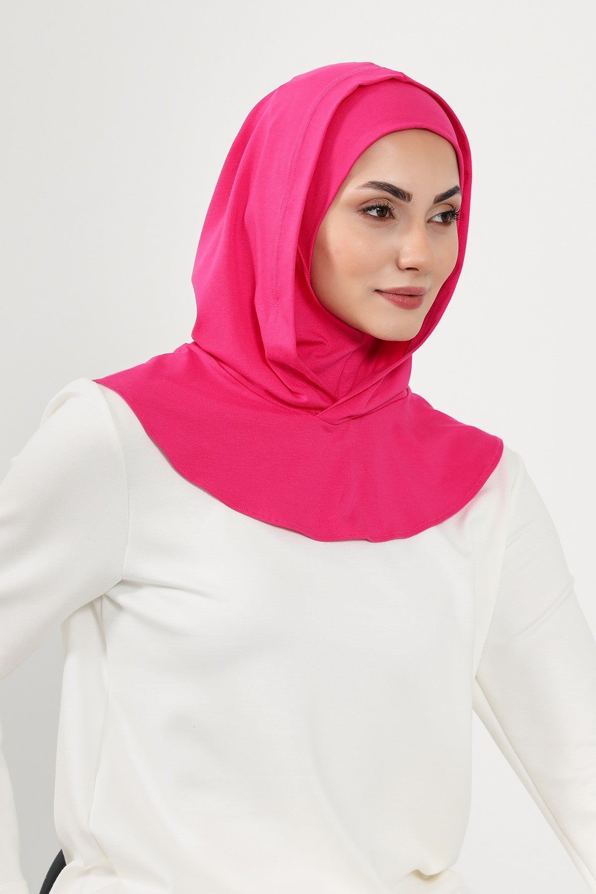 Full Coverage Instant Cotton Bonnet for Women, Ready-to-Wear Hijab Bonnet with Neck Coverage,B-89P Fuchsia
