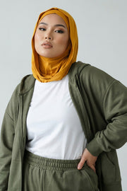 Full Coverage Instant Cotton Bonnet for Women, Ready-to-Wear Hijab Bonnet with Neck Coverage,B-89P Mustard Yellow