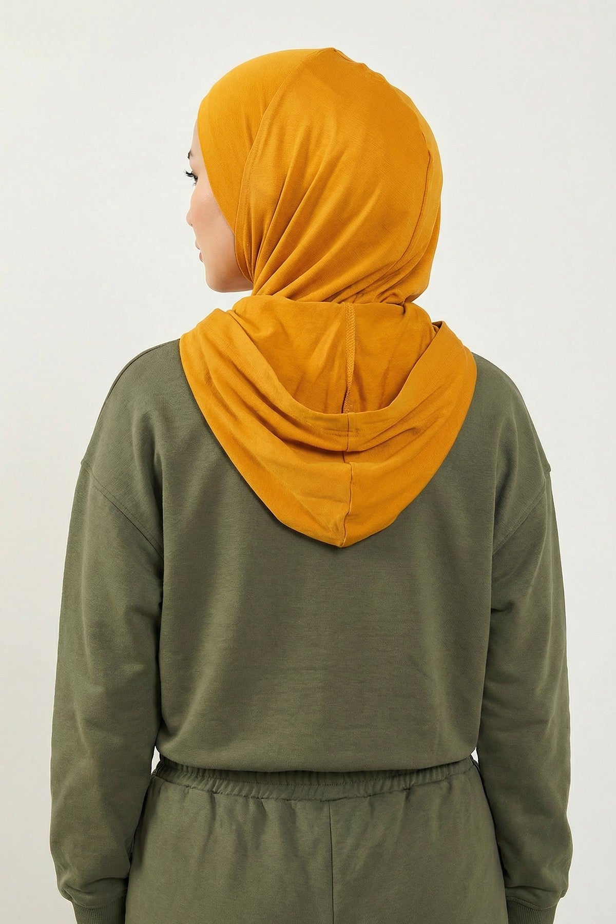 Full Coverage Instant Cotton Bonnet for Women, Ready-to-Wear Hijab Bonnet with Neck Coverage,B-89P Mustard Yellow