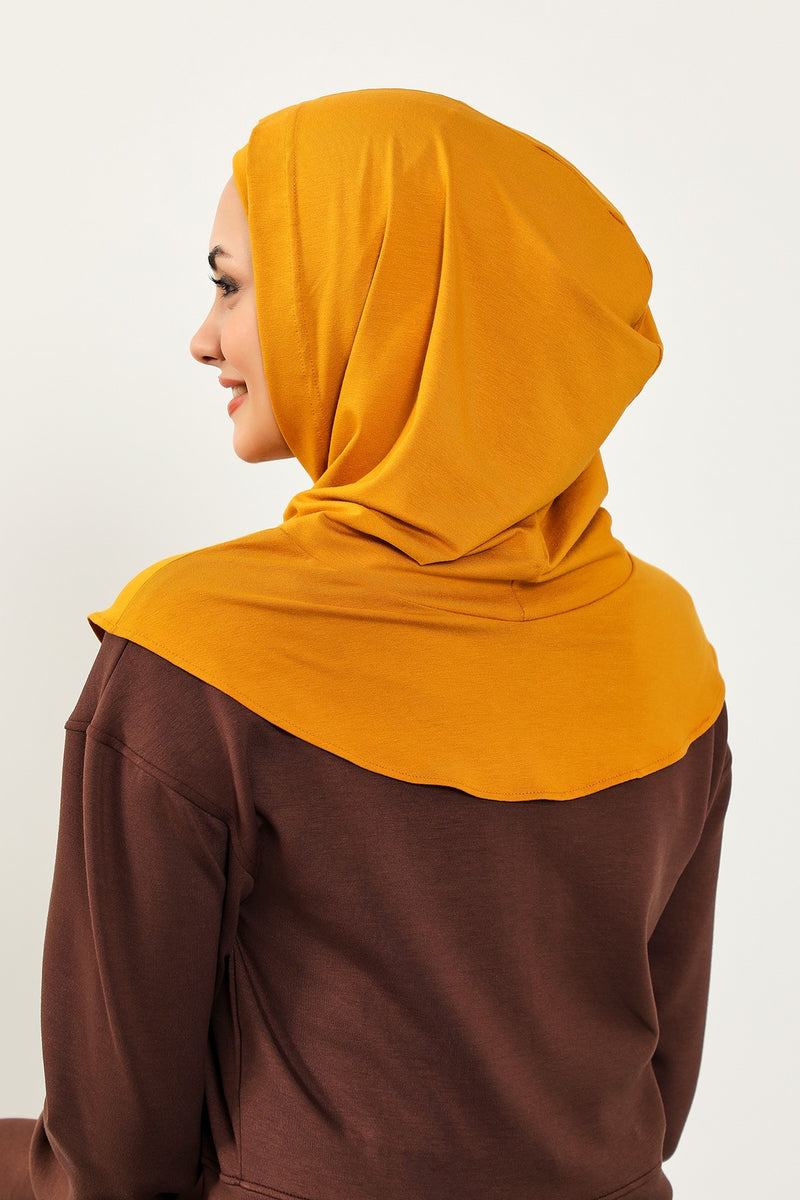 Full Coverage Instant Cotton Bonnet for Women, Ready-to-Wear Hijab Bonnet with Neck Coverage,B-89P Mustard Yellow