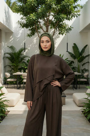 Full Coverage Instant Cotton Bonnet for Women, Ready-to-Wear Hijab Bonnet with Neck Coverage,B-89P Army Green
