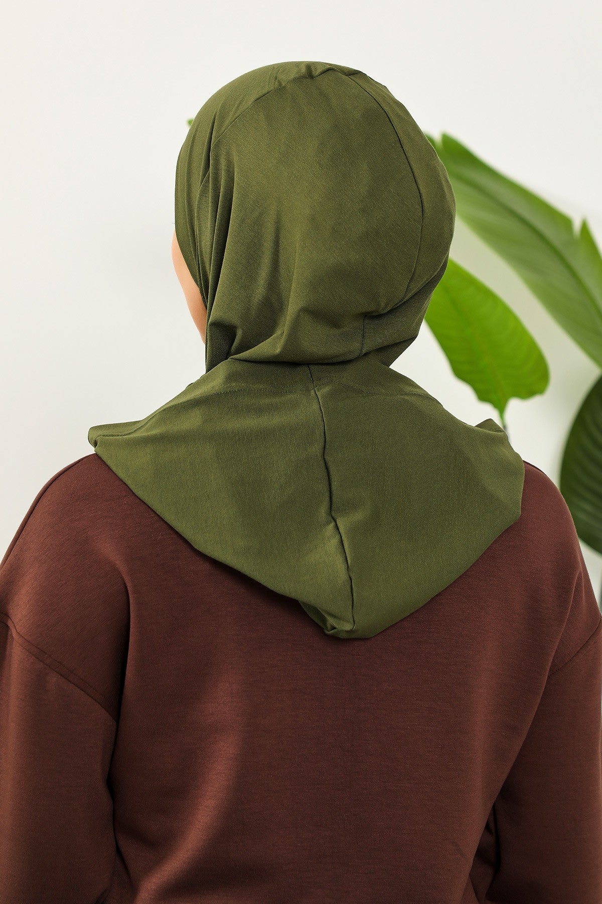 Full Coverage Instant Cotton Bonnet for Women, Ready-to-Wear Hijab Bonnet with Neck Coverage,B-89P Army Green