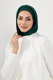 Full Coverage Instant Cotton Bonnet for Women, Ready-to-Wear Hijab Bonnet with Neck Coverage,B-89P Green