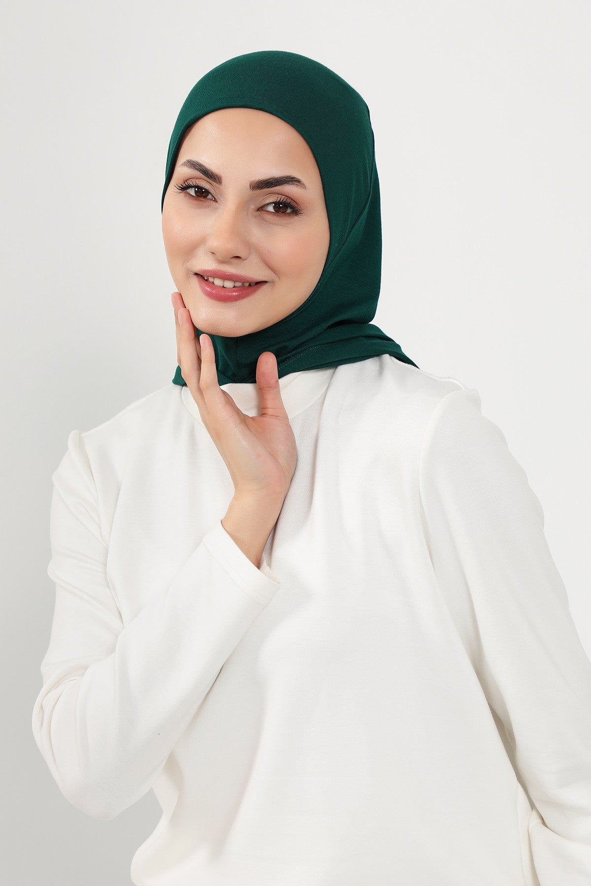 Full Coverage Instant Cotton Bonnet for Women, Ready-to-Wear Hijab Bonnet with Neck Coverage,B-89P Green