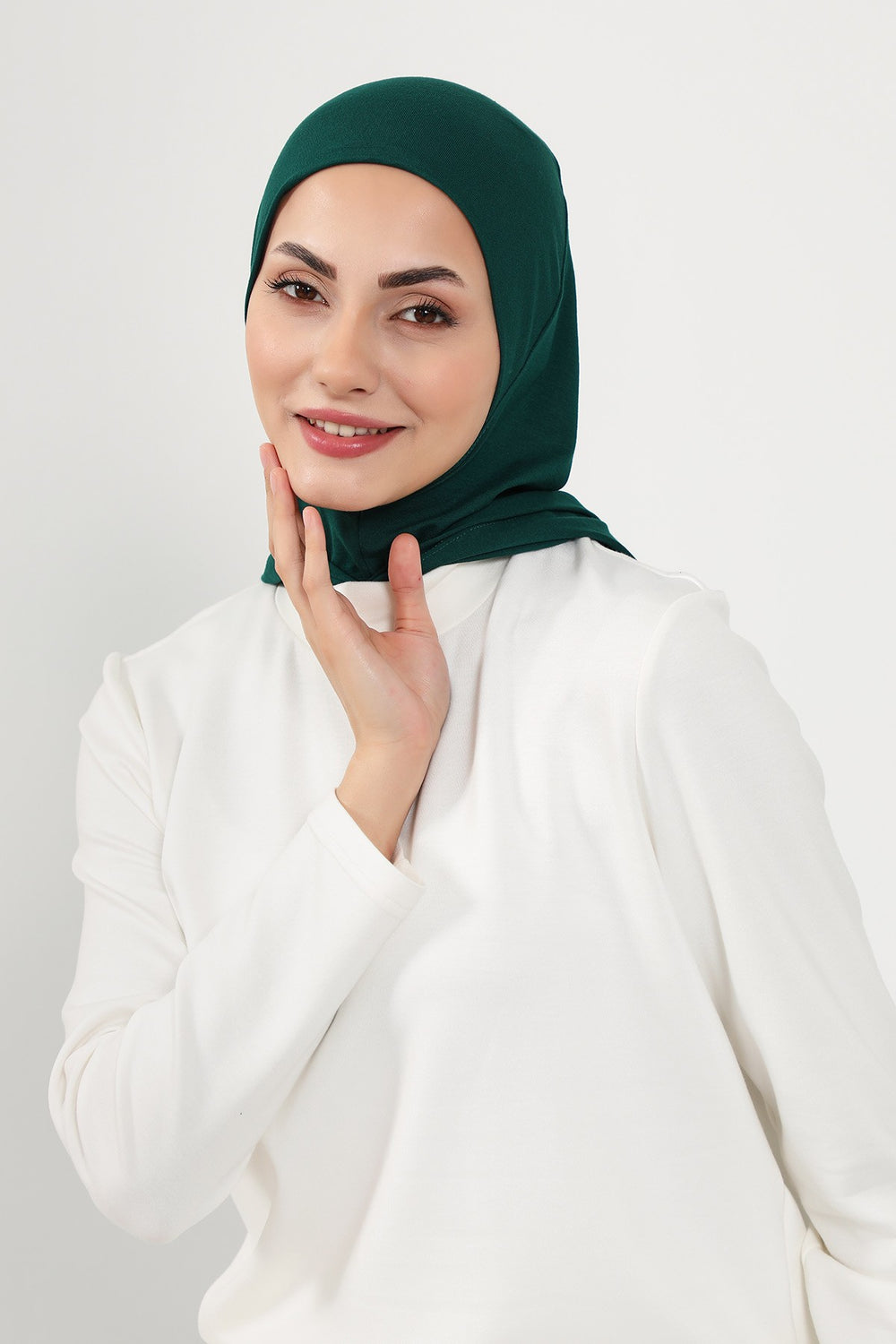 Full Coverage Instant Cotton Bonnet for Women, Ready-to-Wear Hijab Bonnet with Neck Coverage,B-89P Green