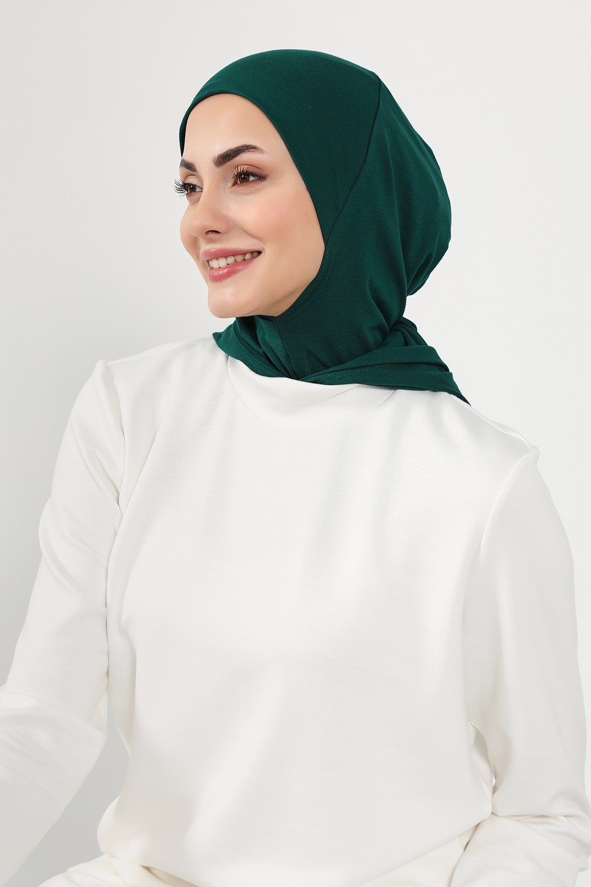Full Coverage Instant Cotton Bonnet for Women, Ready-to-Wear Hijab Bonnet with Neck Coverage,B-89P Green
