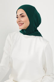 Full Coverage Instant Cotton Bonnet for Women, Ready-to-Wear Hijab Bonnet with Neck Coverage,B-89P Green
