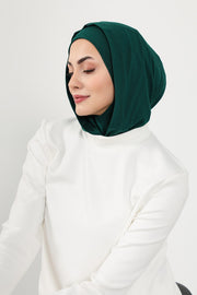 Full Coverage Instant Cotton Bonnet for Women, Ready-to-Wear Hijab Bonnet with Neck Coverage,B-89P Green
