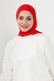 Full Coverage Instant Cotton Bonnet for Women, Ready-to-Wear Hijab Bonnet with Neck Coverage,B-89P Red