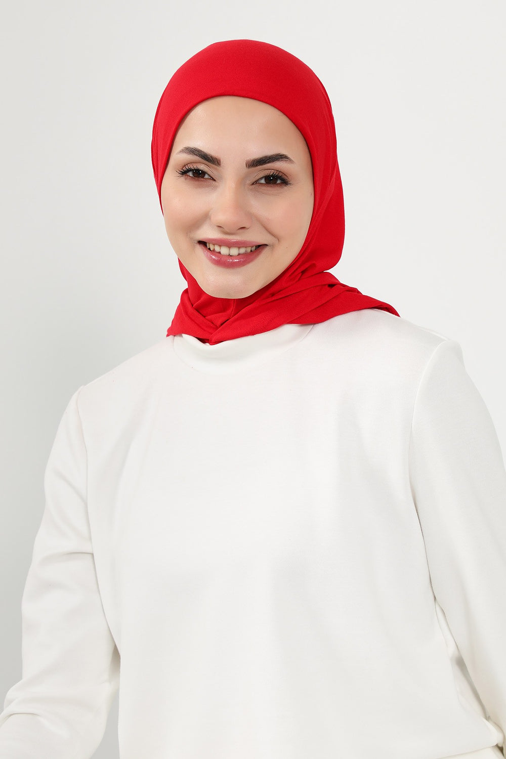Full Coverage Instant Cotton Bonnet for Women, Ready-to-Wear Hijab Bonnet with Neck Coverage,B-89P Red