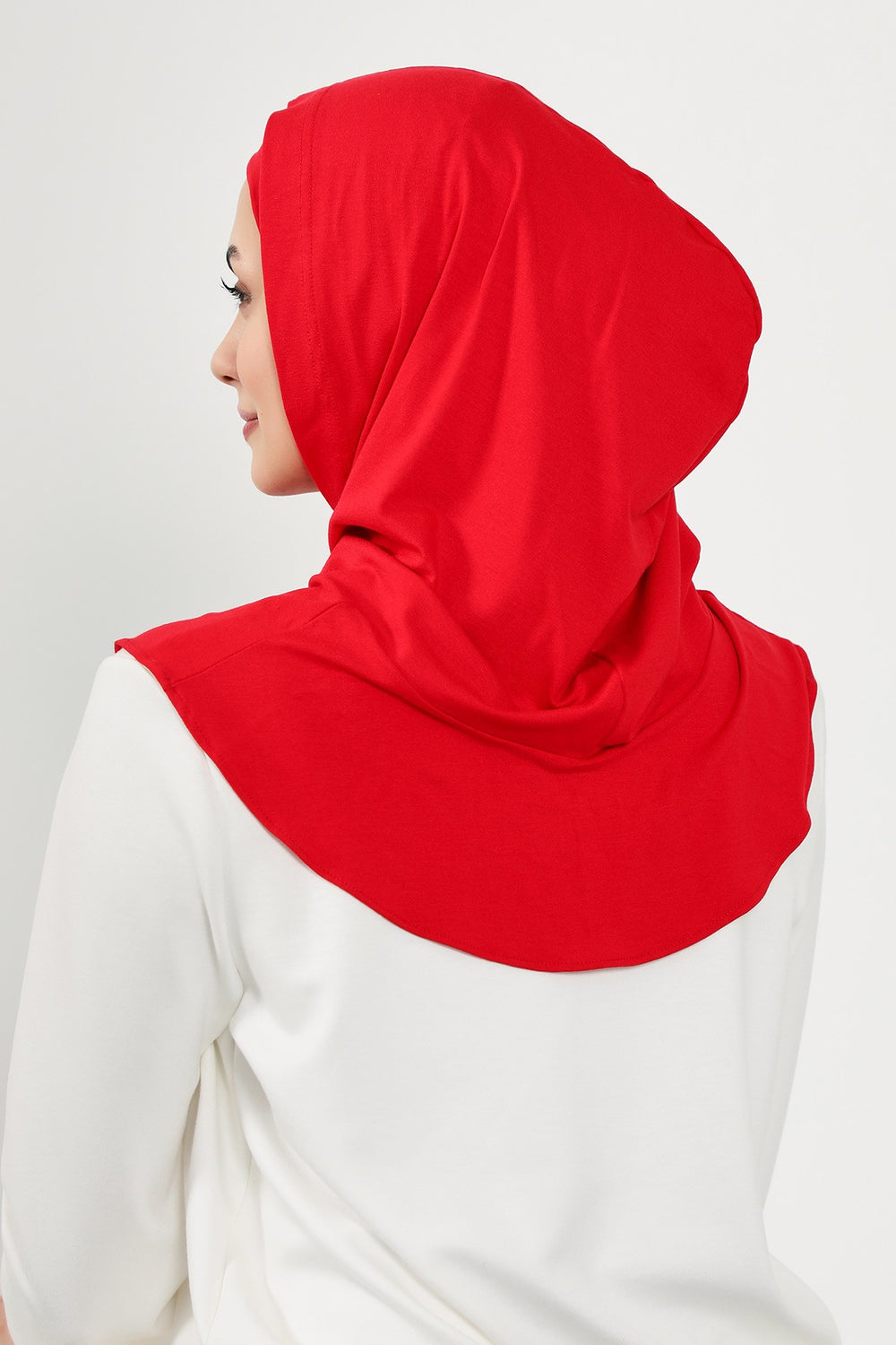 Full Coverage Instant Cotton Bonnet for Women, Ready-to-Wear Hijab Bonnet with Neck Coverage,B-89P Red