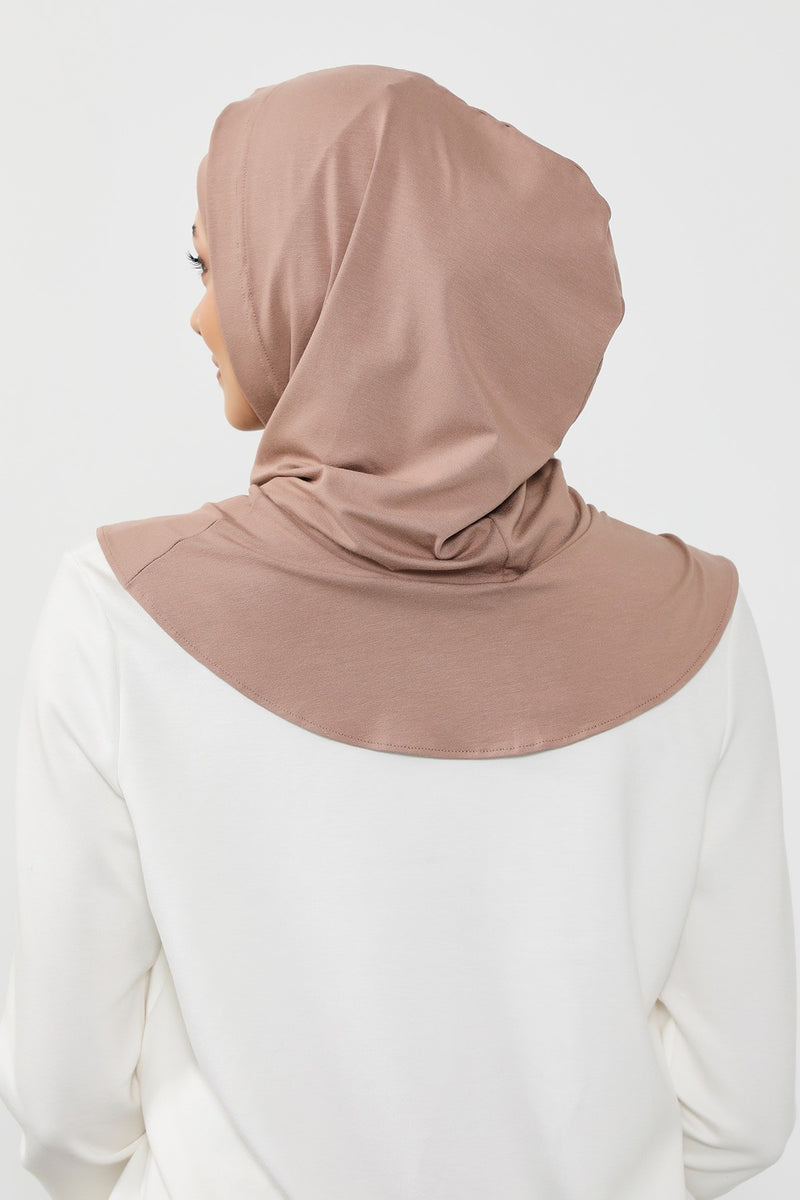 Full Coverage Instant Cotton Bonnet for Women, Ready-to-Wear Hijab Bonnet with Neck Coverage,B-89P Mink
