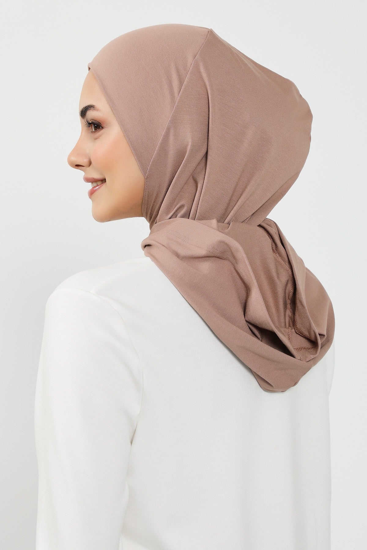 Full Coverage Instant Cotton Bonnet for Women, Ready-to-Wear Hijab Bonnet with Neck Coverage,B-89P Mink