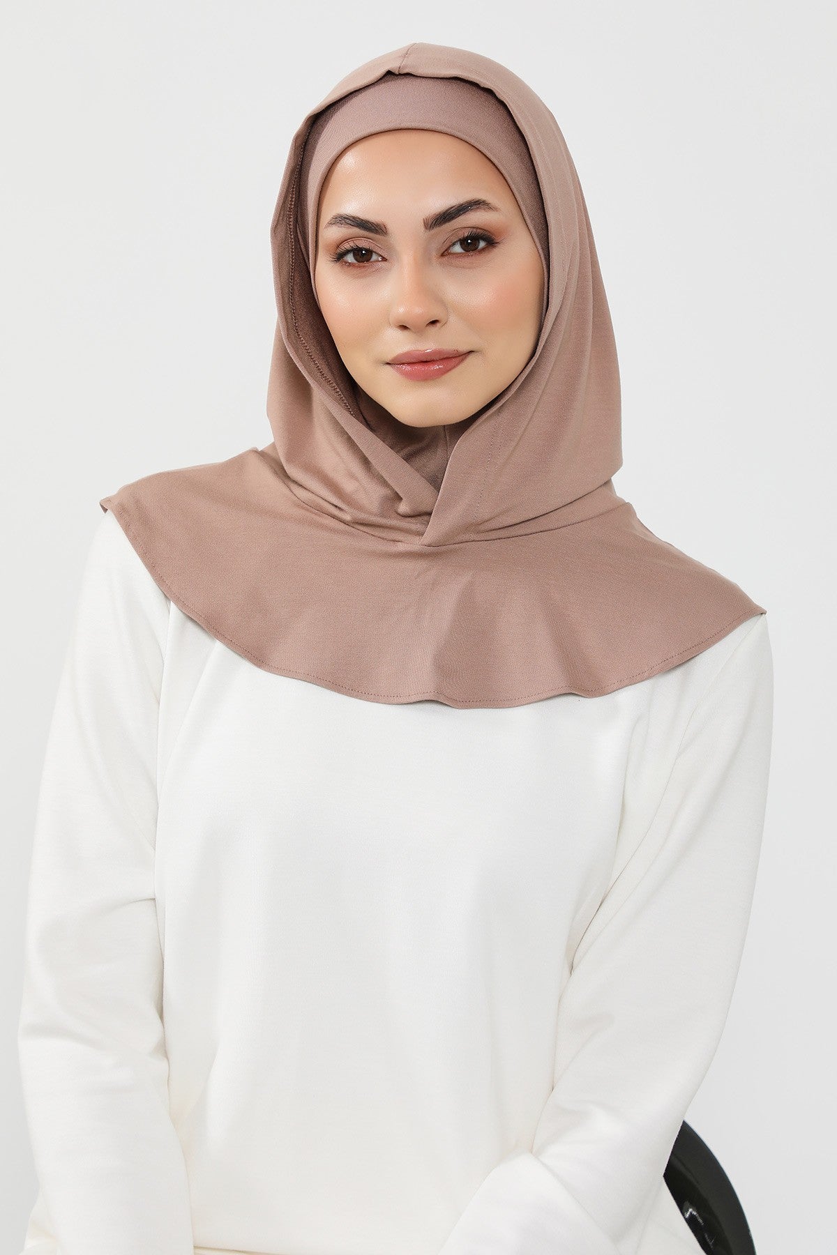Full Coverage Instant Cotton Bonnet for Women, Ready-to-Wear Hijab Bonnet with Neck Coverage,B-89P Mink
