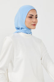 Full Coverage Instant Cotton Bonnet for Women, Ready-to-Wear Hijab Bonnet with Neck Coverage,B-89P Blue