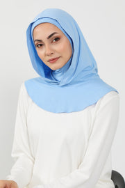 Full Coverage Instant Cotton Bonnet for Women, Ready-to-Wear Hijab Bonnet with Neck Coverage,B-89P Blue