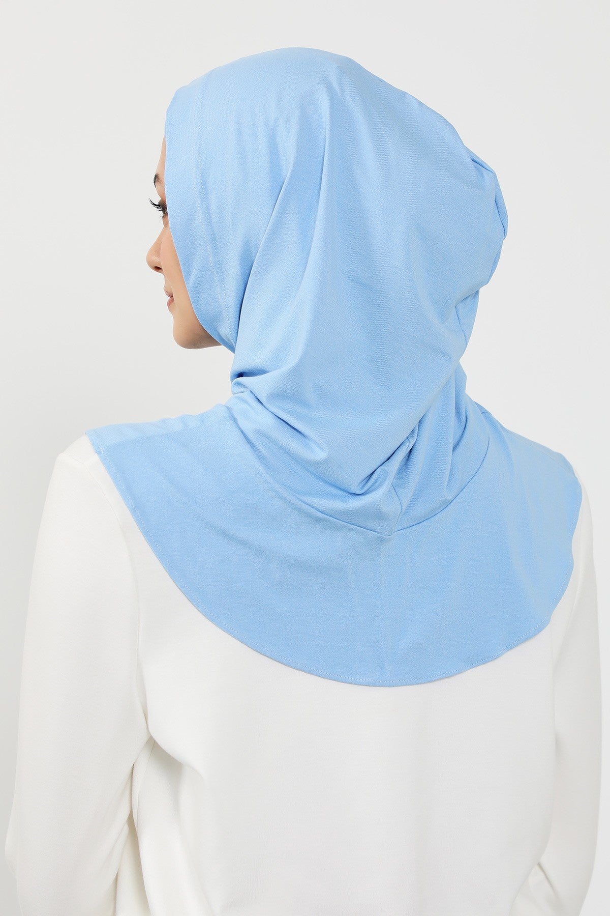 Full Coverage Instant Cotton Bonnet for Women, Ready-to-Wear Hijab Bonnet with Neck Coverage,B-89P Blue